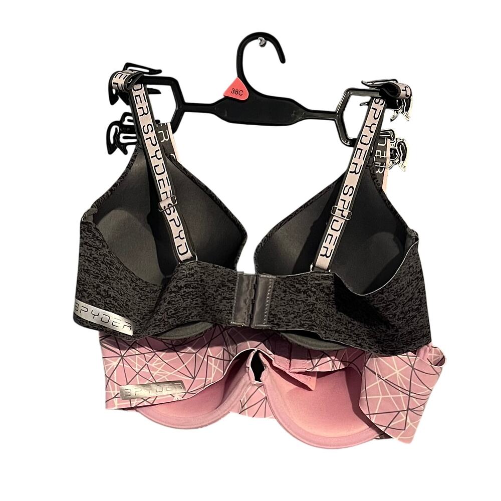 Spyder 2-Pack Laser-Cut Push-Up Bras Pink & Heather Grey Everyday Athletic 38C - Picture 2 of 13